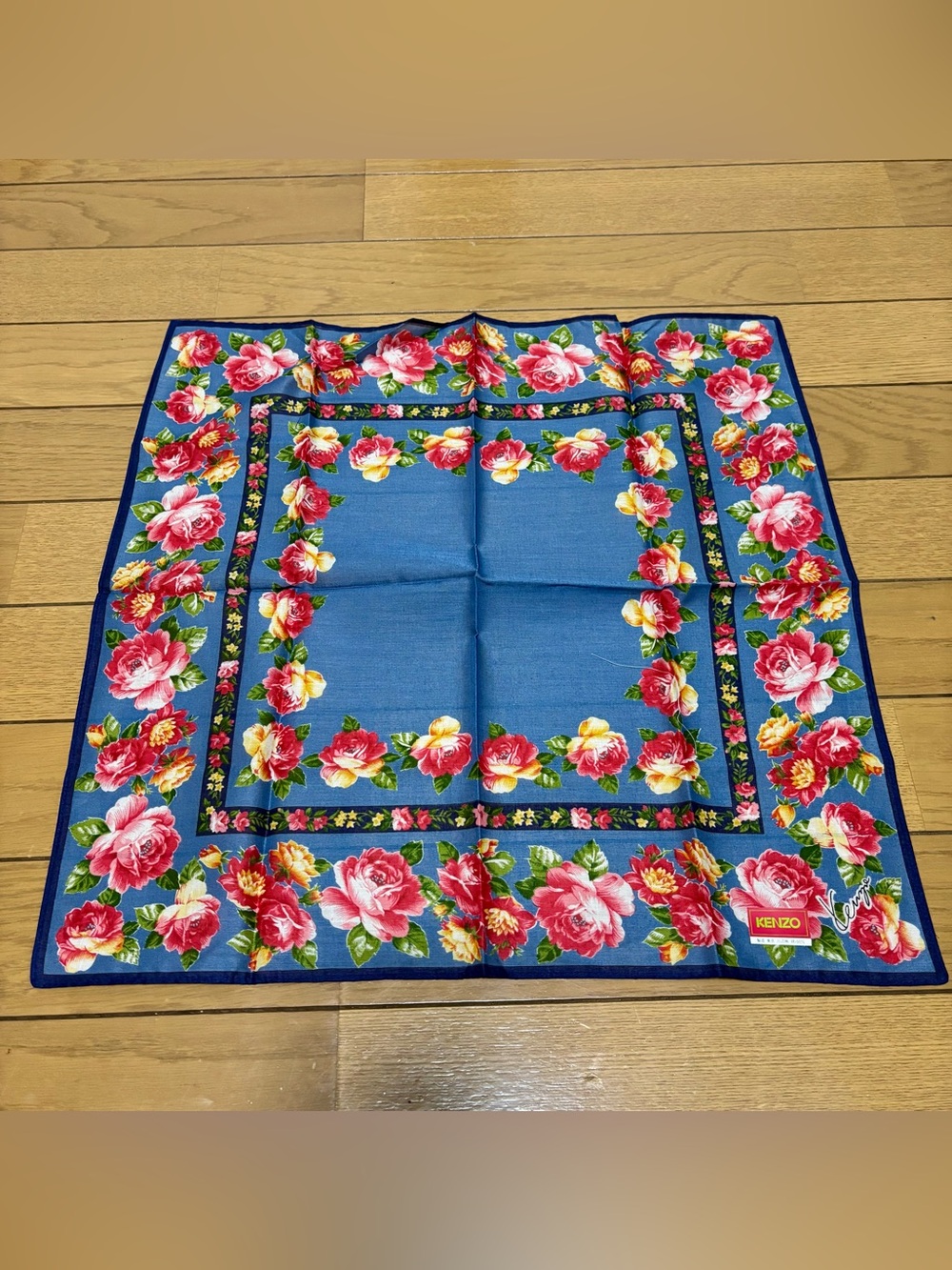 KENZO Multicolor Floral 100% Cotton Handkerchief/Bandana/Scarf size 44cm 17.5” - Picture 5 of 9